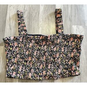 American Eagle Top Stretchy XL Floral‎ Crop Bandeau Spaghetti Strap Tank